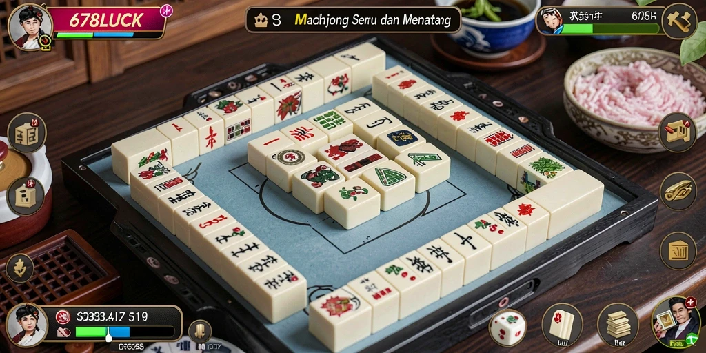 Tampilan gameplay 678LUCK dengan ubin Mahjong yang berwarna-warni.