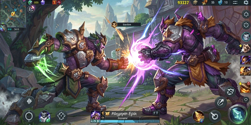 Tangkapan layar memperlihatkan aksi seru dalam pertempuran MOBA.