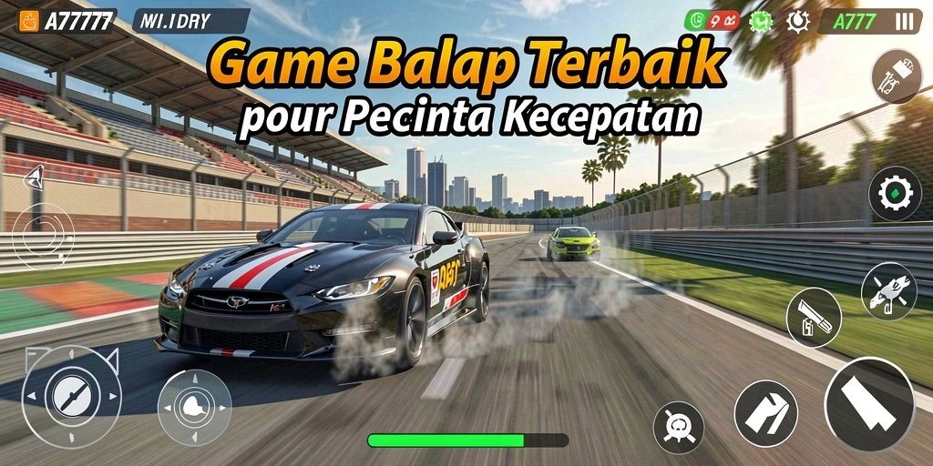 Screenshot A7777 menampilkan pertandingan balap yang intens dan mendebarkan.
