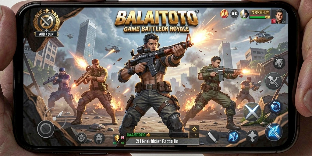 Gameplay seru dalam pertempuran Battle Royale di BALAITOTO.