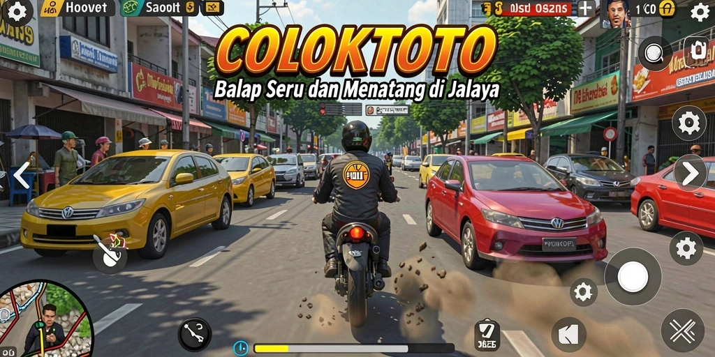 Tampilan gameplay COLOKTOTO menampilkan aksi balapan yang seru dan penuh tantangan.