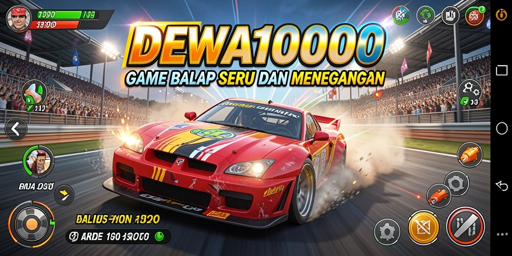 Tampilan gameplay menegangkan dari DEWA1000 dengan aksi balapan yang seru.
