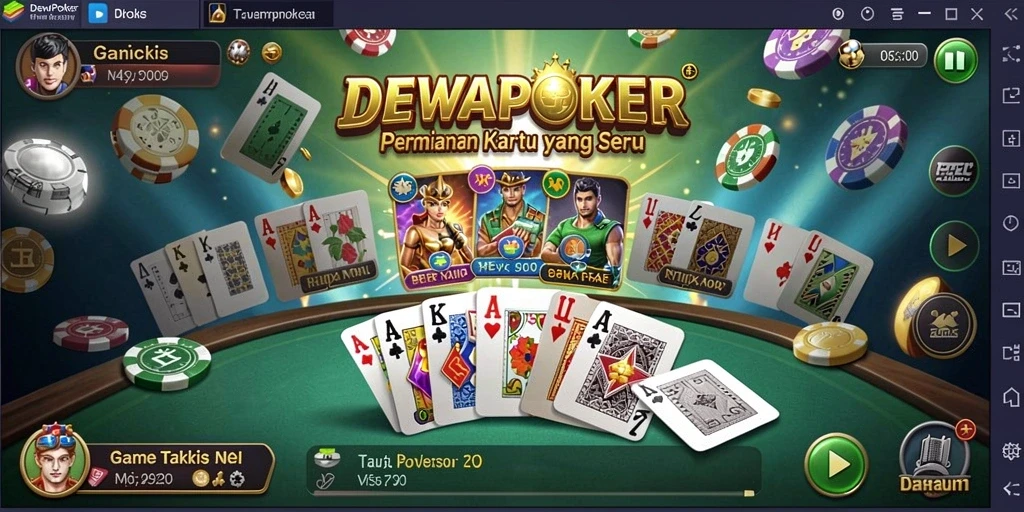 Screenshot dari gameplay DEWAPOKER yang menampilkan suasana kompetitif.