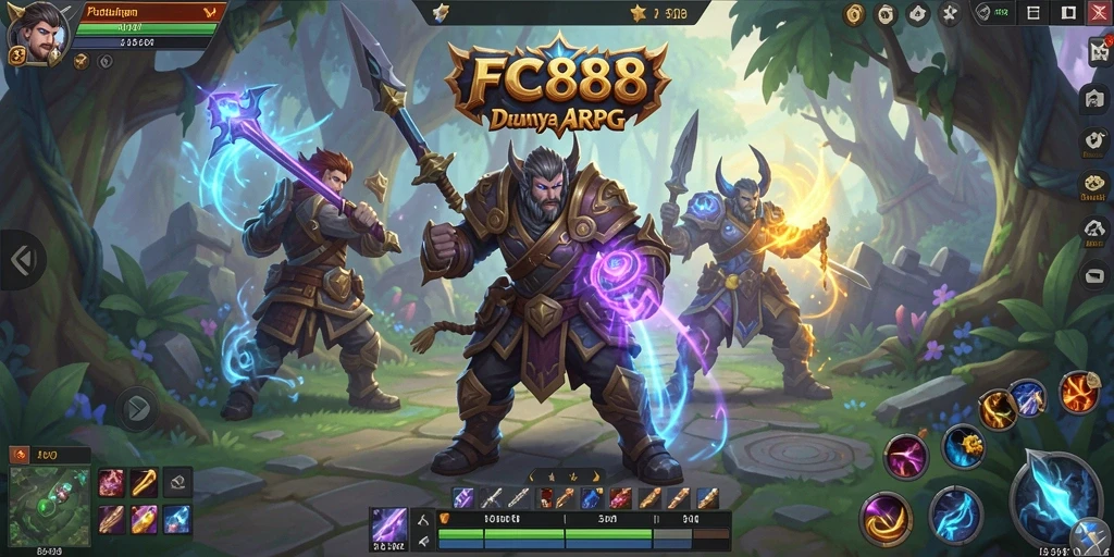 Tampilan dalam game ARPG yang memukau dengan aksi pertempuran yang seru.