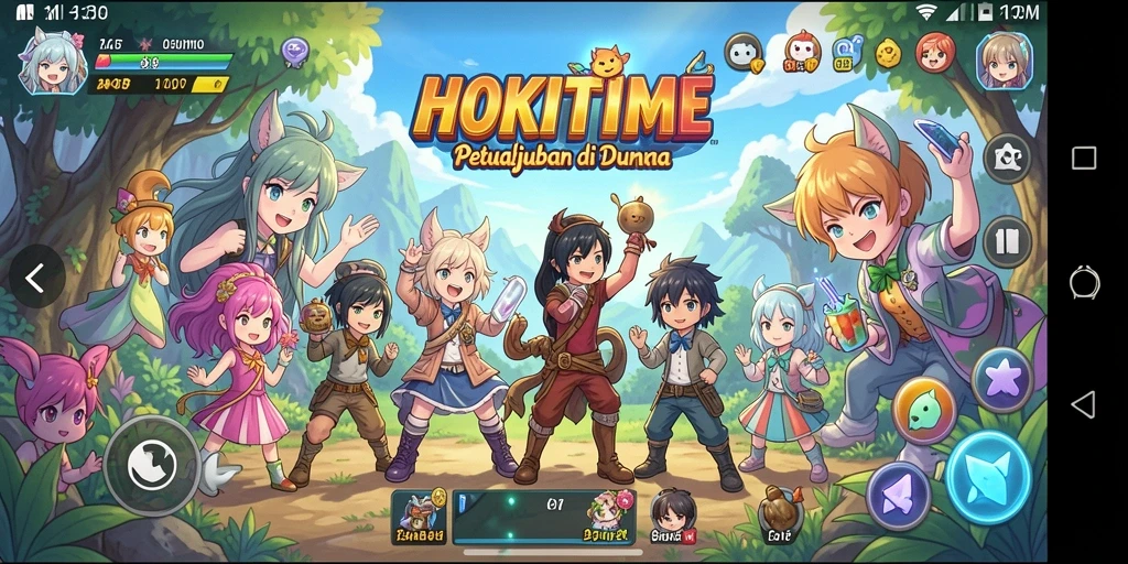 Tampilan gameplay HOKITIME dengan karakter anime keren.