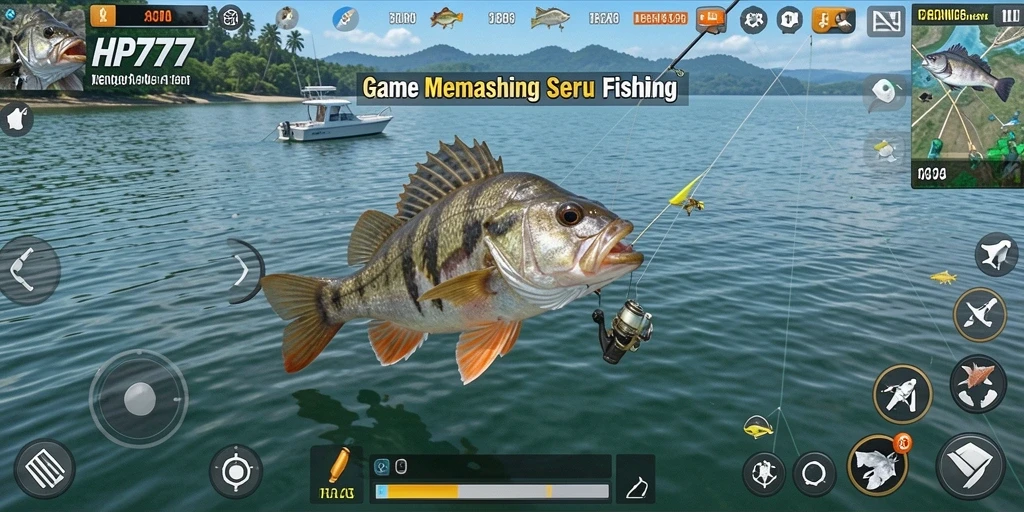 Screenshot menunjukkan momen menangkap ikan di <strong>HP777</strong>.