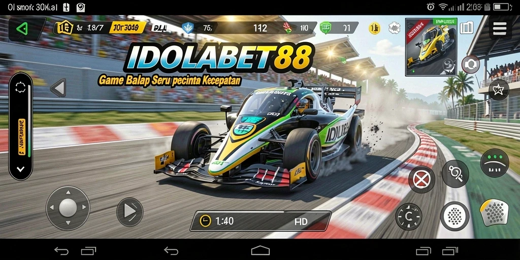Tampilan gameplay seru di lintasan balap IDOLABET88.