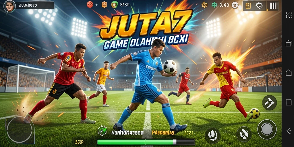 Tampilan gameplay seru dalam JUTA7 dengan aksi olahraga yang mendebarkan.