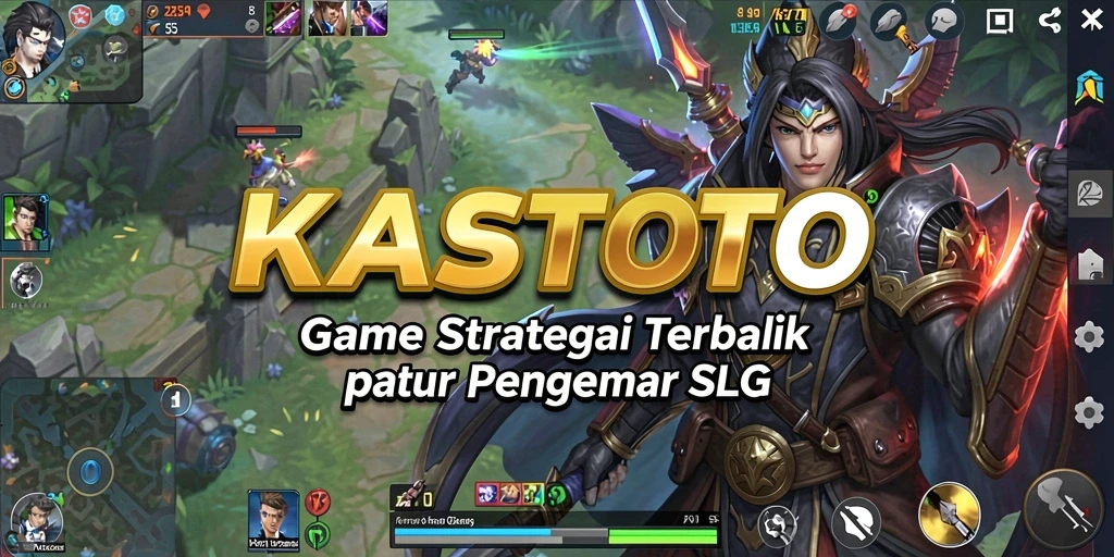 Menampilkan layar gameplay KASTOTO yang penuh aksi strategi.