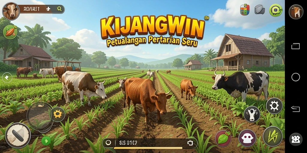Gameplay seru KIJANGWIN dengan aktivitas bertani yang menyenangkan.