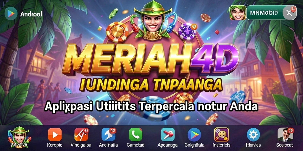 Tampilan antarmuka utama MERIAH4D dengan berbagai fitur utilitas.