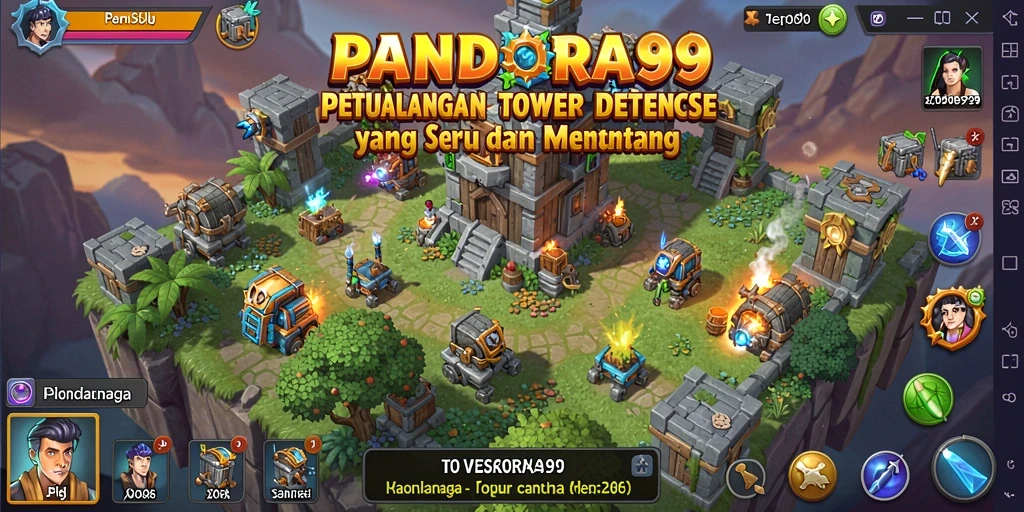 Tampilan gameplay menegangkan dalam PANDORA99 Tower Defense.