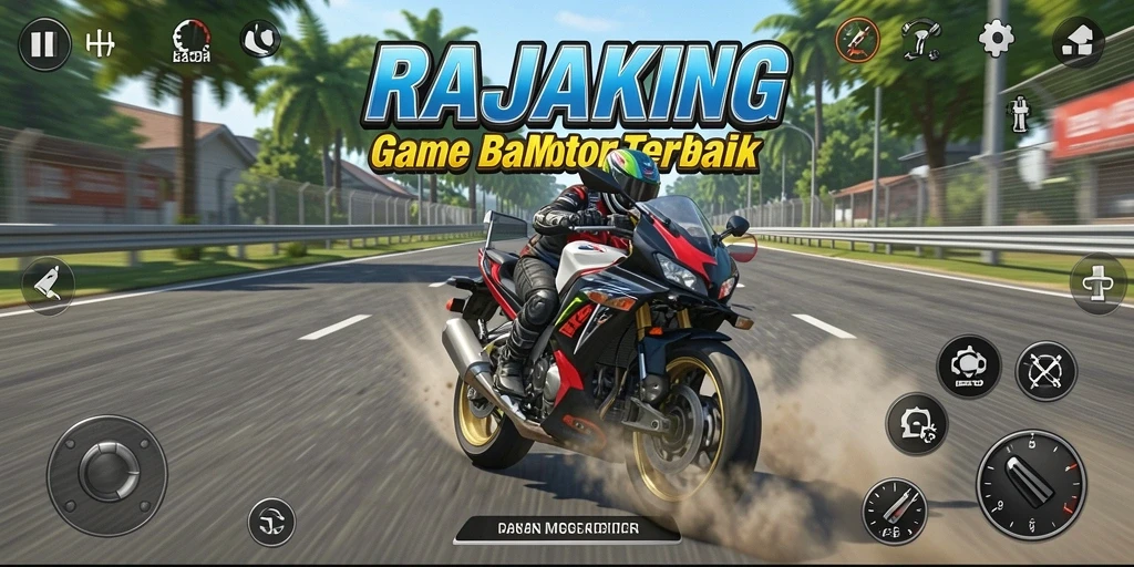 Tampilan gameplay RAJAKING yang menegangkan saat balapan motor.