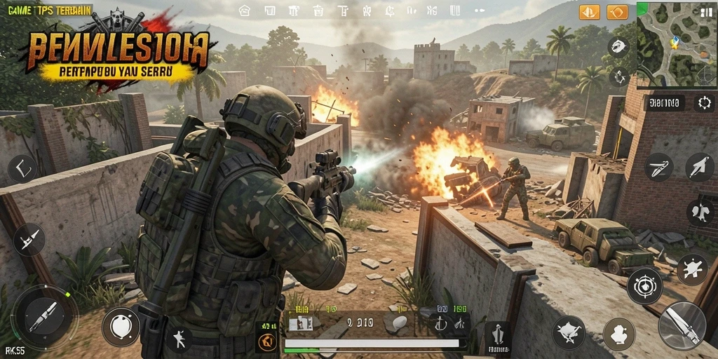 Gameplay seru dalam RK55 dengan aksi bertempur mendebarkan.