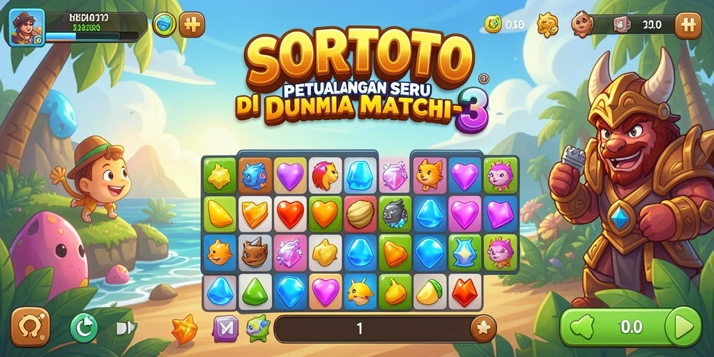 Tampilan gameplay SORTOTO yang seru dan menarik dalam kategori Match-3.