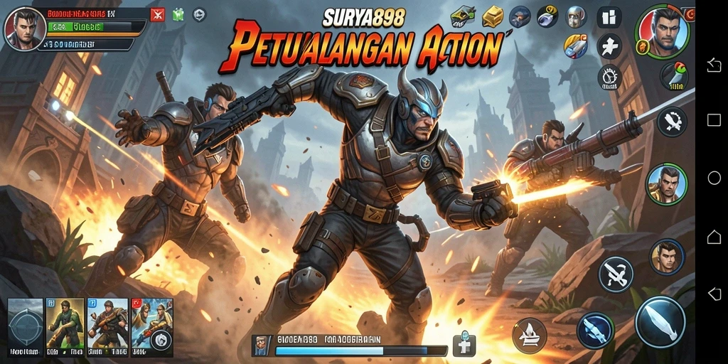 Tangkapan layar SURYA898 menampilkan aksi seru dan grafis menakjubkan.