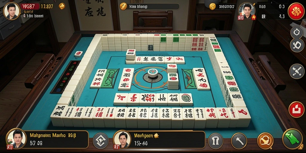 Screenshot gameplay WG87 menunjukkan suasana seru permainan Mahjong.