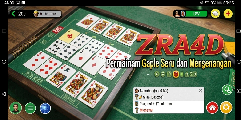 Screenshot ZARA4D menampilkan permainan Gaple yang seru dan interaktif.